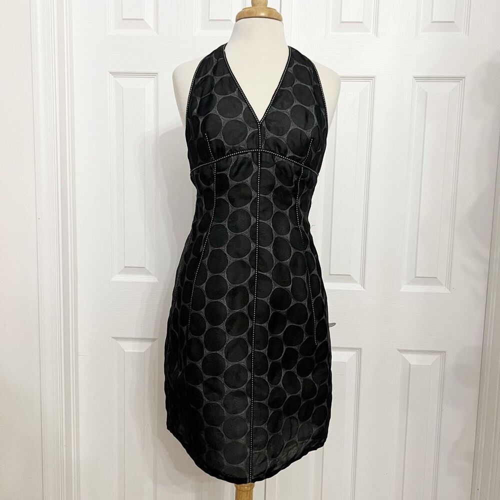 Charles‎ Chang Lima Redux Womens Black Geometric Pattern Halter Dress XS